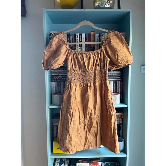 Faithfull the Brand Mariette Mini Dress in Plain Caramel - Picture 5 of 8